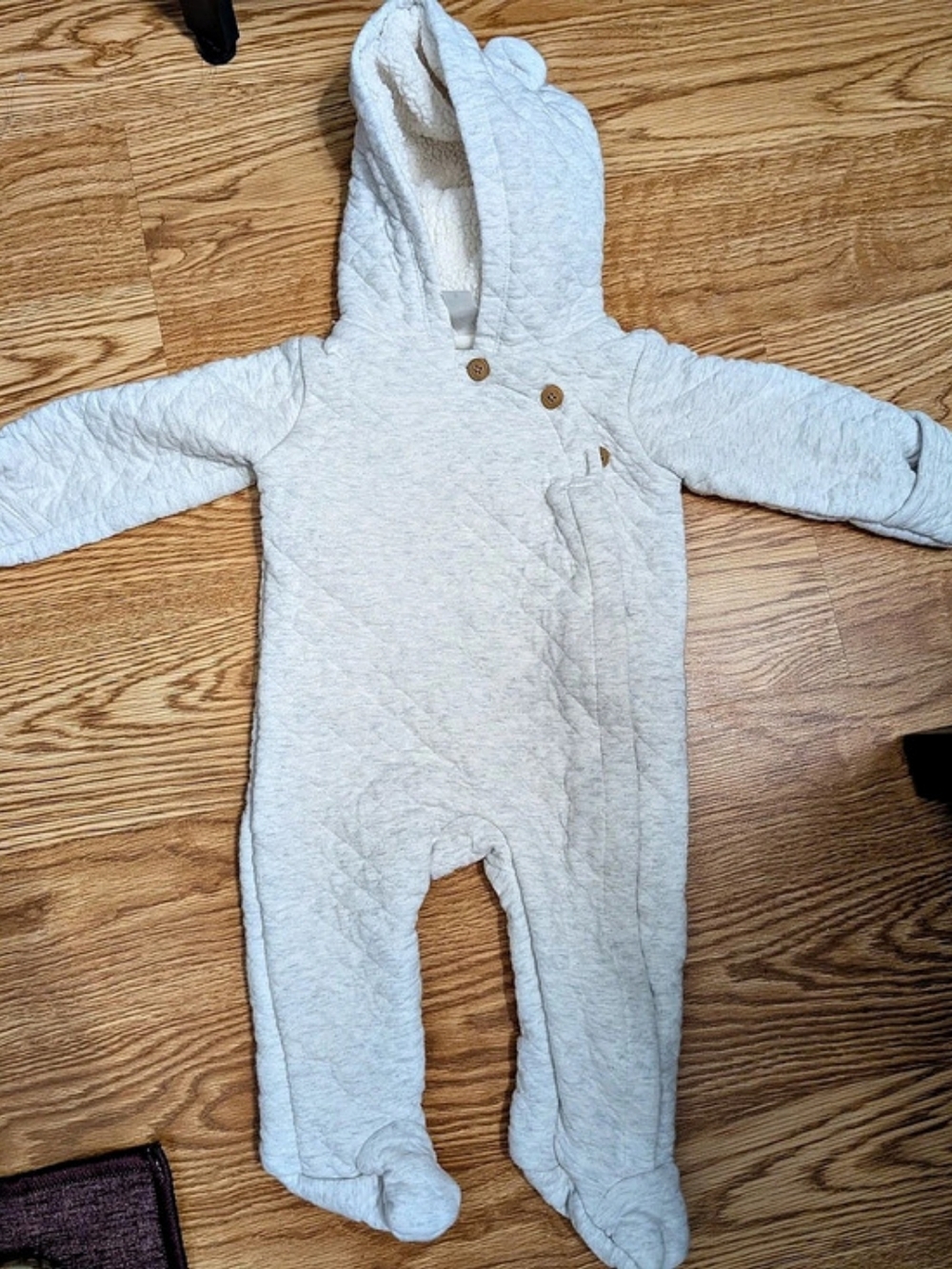 GUC Carter's Baby 9M Gray Lined Hooded Footie